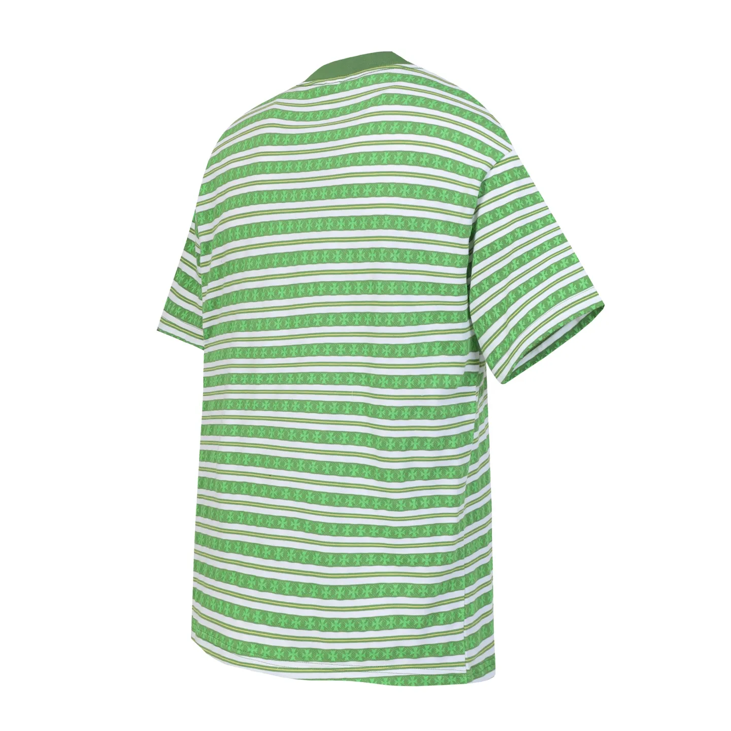 P160 -Chrome Hearts/Chrome Hearts 25ss season's most popular striped yarn-dyed short-sleeved T-shirt -High weight, high density and high quality. The wool is soft, delicate and skin-friendly. It feels soft and silky. It has excellent warmth and skin-friendly properties. -Custom-woven and dyed, no color difference, no matter the fabric or workmanship details. Overwhelms the ordinary version on the market. -Colour: Gray Blue Green -Size: S M L XL